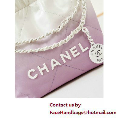 Chanel Patent Gradient Calfskin  &  Lacquered Metal CHANEL 22 Mini Handbag AS3980 White/Light Purple 2025